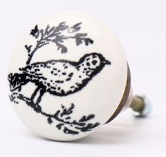 Black White Bird Knob