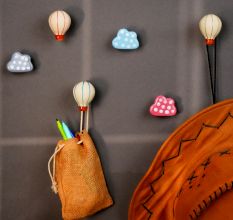 Ceramic Hot Air Balloon Cloud Modern Kids Wall Hook-6 Pieces