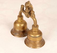 Finest Brass Double Temple Bell with Shivling and Cobra Carving