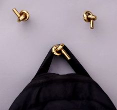 Solid Golden Knot Brass Wall Hooks-Pack of 3