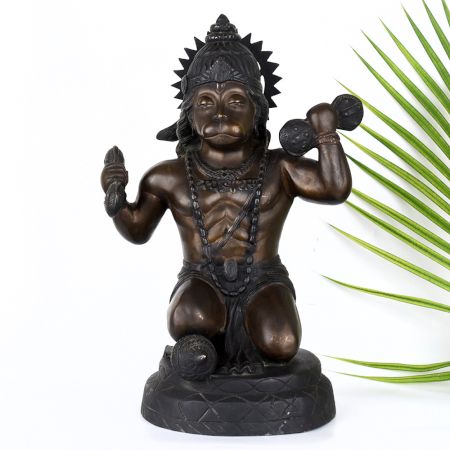 Vintage Lord Hanuman Brass Statue in Tibetan Art for Decor