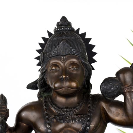 Vintage Lord Hanuman Brass Statue in Tibetan Art for Decor