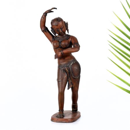 Beautiful Dancing Goddess Parvati Copper Statue for Home Decor