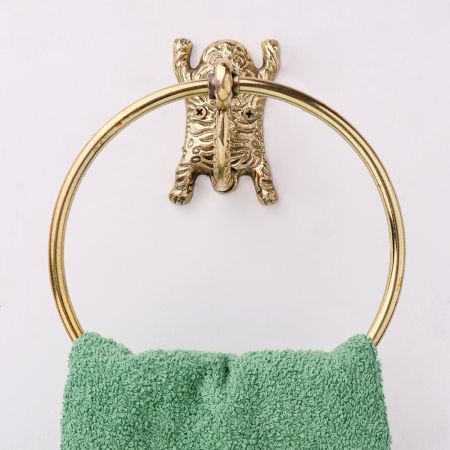 Premium Brass Tiger Design Ring Hanger for Bathroom