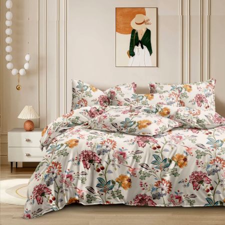 Cotton Queen Size Fitted Bedsheet with 2 Pillow Cases | Fits Up to 8 Inch Mattress | 72 x 78 Inches