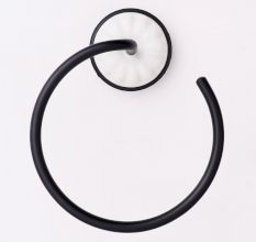 Vintage Black White Aluminum and Ceramic Towel Ring For Bathroom