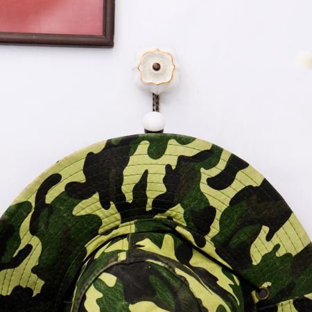 Cream Solid Gold Line Ceramic  Hook In Antique Fitting