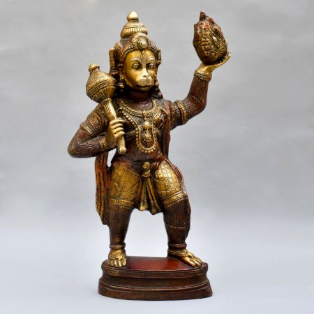 Lord Hanuman In Standing Pose Of Brass Material