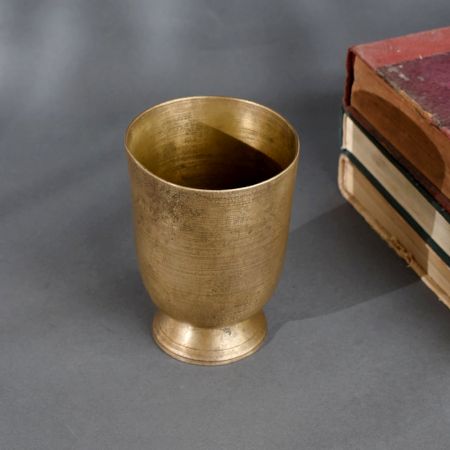 Vintage Holy Brass Glass Traditional Handcrafted Tumbler for Pooja Rituals and Home Decor