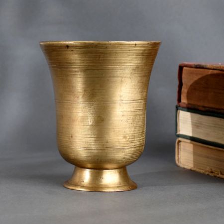 Vintage Brass Holy Water Glass Handcrafted for Pooja and Spiritual Use