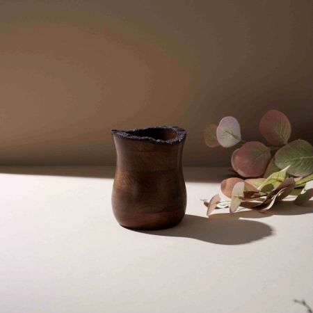 Artisan Wood Spoon Stand with Natural Edge