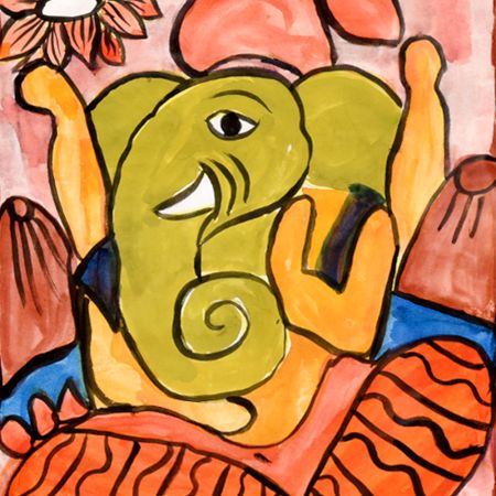 Vintage Painting Of Lord Ganesha Ji With Beautiful Art Work