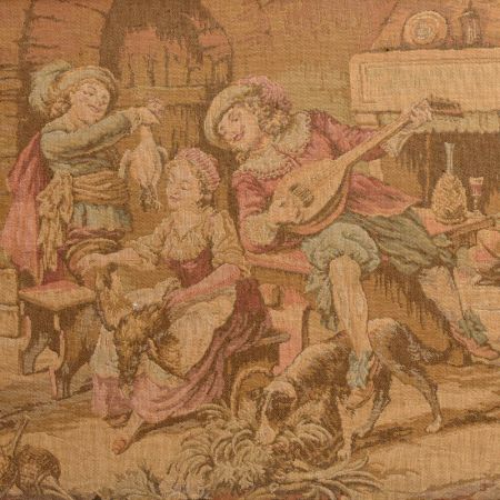 Fine European Art With Tapestry Work Playing Music And People enjoying