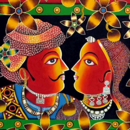 Love Affair Acrylic on Canvas Traditional Couple Painting