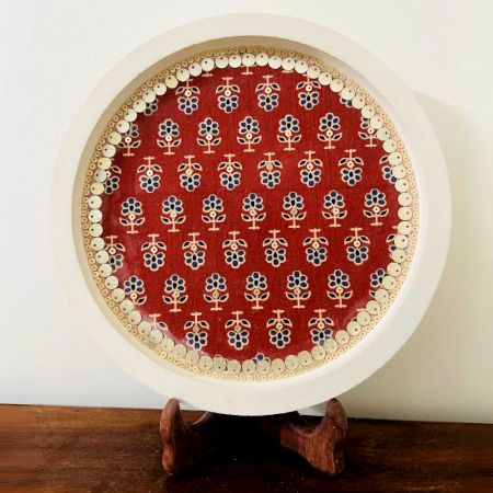 Red Cemented Plate for Home Decor