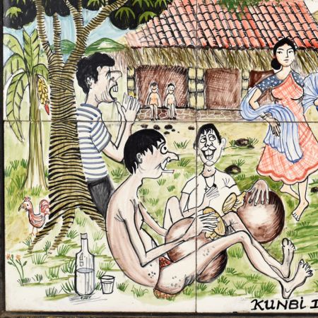 Traditional Tile Painting of Kunbi Dance from Goa