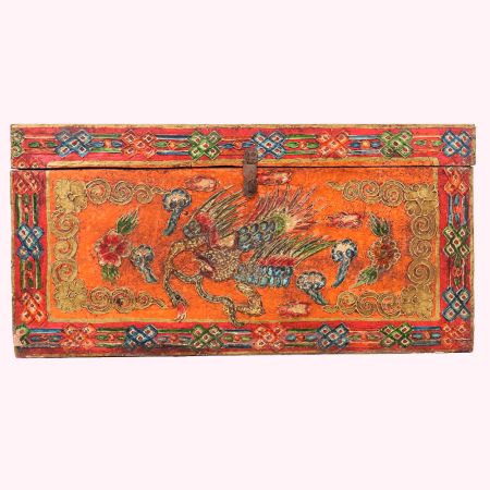 Decorative Wooden Storage Box with Ethnic Handcrafted Design
