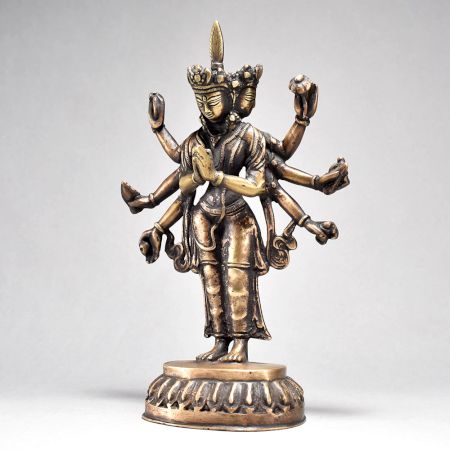 Standing 8 Armed Brass Lord Avalokiteshvara Statue