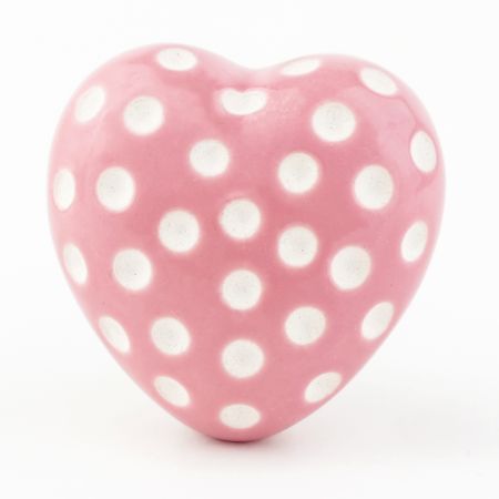 Pink Heart Etched Ceramic Drawer Knob