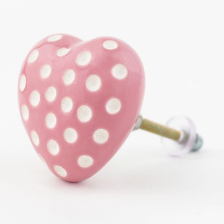 Pink Heart Etched Ceramic Drawer Knob