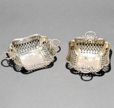 Vintage Mappin & Webb Ltd. Sterling Silver Pierced Baskets in Pair