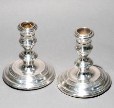 Vintage English Sterling Silver RC Maker Candle Stand in Pair