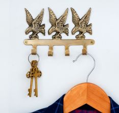 Golden Brass Eagle Wall Hook – Decorative Key & Coat Holder