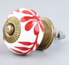 Cream With   Red Flower Knob