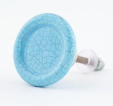 Turquoise Crackle Ceramic Cabinet Knob