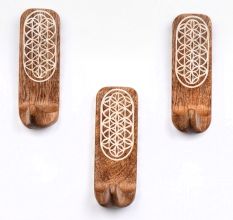 3 Pieces Wooden Decorative Adhesive Wall Key And Towel Holder