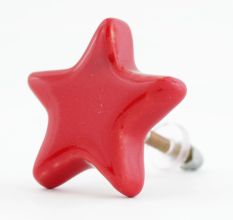 Solid Red Star Ceramic Cupboard Knob