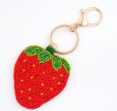 Handmade Charm Beaded Strawberry Keychain