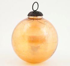 Vintage Round Amber Glass Hanging Ornament For Christmas Tree