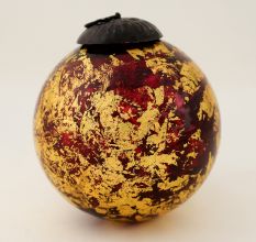 Vintage Red and Gold Glass Christmas Ornament