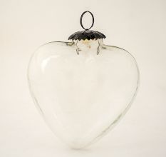 Clear Decorative Heart Shaped Glass Christmas Hanging Ornament