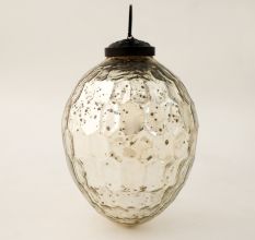 Silver Vintage Avocado Shaped Glass Christmas Ornament