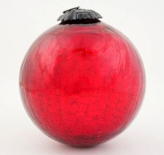 Red Crackle Round Christmas Ball Ornament