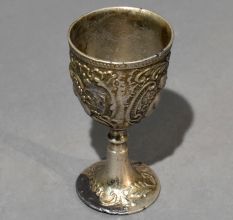 Vintage Metal Cherub Engraved Decorative Goblet Cup