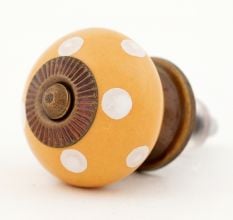 Mustard Polka Dot Ceramic Dresser Knob