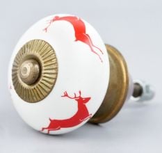 Red Running  Rein Deer Pattern Ceramic Cabinet Knob Online