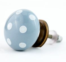 Grey White Polka Dot Cabinet Knob