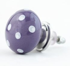 Purple White Polka Dotted Drawer Knob