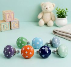 8 Pieces Multicolor Ceramic Polka Dotted Living Room Cupboard Knobs