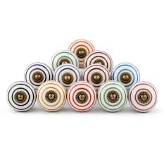 12 Pieces Handmade Striped Ceramic Kitchen Cabinet Knobs