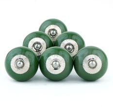 6 Pieces Green Handmade Ceramic Round Living Room Drawer Knobs