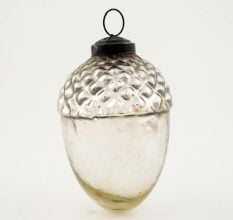 Silver Style Acorn Shaped Mercury Glass Hanging Ornament
