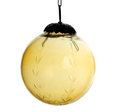 Amber Decorative Round Leaf Glass Hanging Ornament