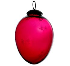 Red Vintage Style Star Avocado Glass Christmas Ornament