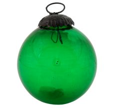 Green Vintage Style Round Glass Christmas Ornament