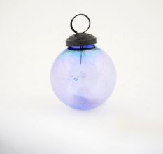 Royal Blue Round Glass Christmas Ornament